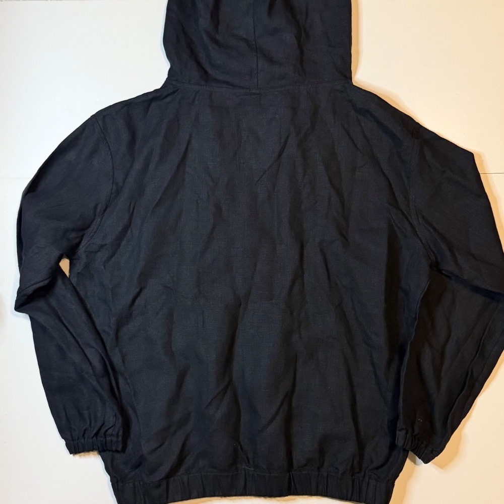 Manufacture de Lin 100% Linen Pullover Hoodie Anorak Kangaroo Pocket Large NWOT - Picture 4 of 7